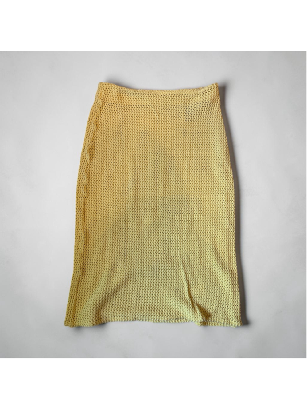 Vintage Montce Yellow Knee Length Yarn Style Skirt w/Side Zipper - Size S